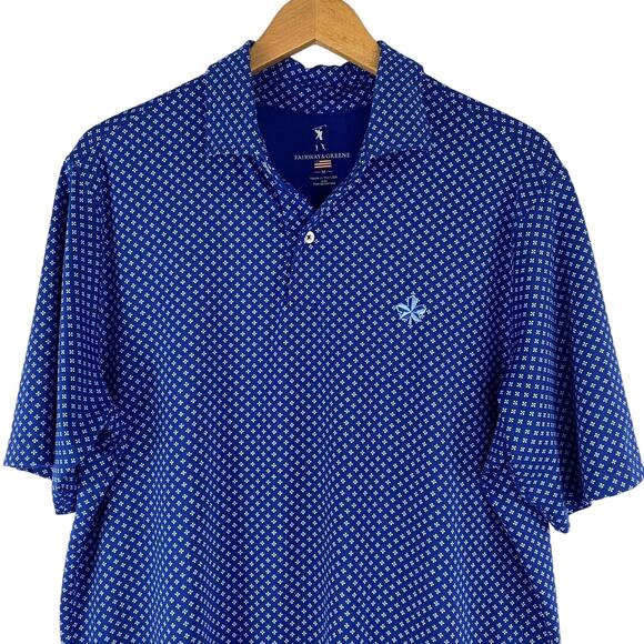 Fairway & Greene Other - Fairway & Greene Golf Polo Shirt Men Size M Blue Floral Square Embroidered USA